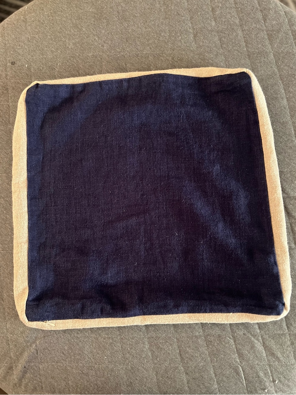 2 William Sonoma Size 20”x20” Linen Navy Blue & Natural Pillow Covers